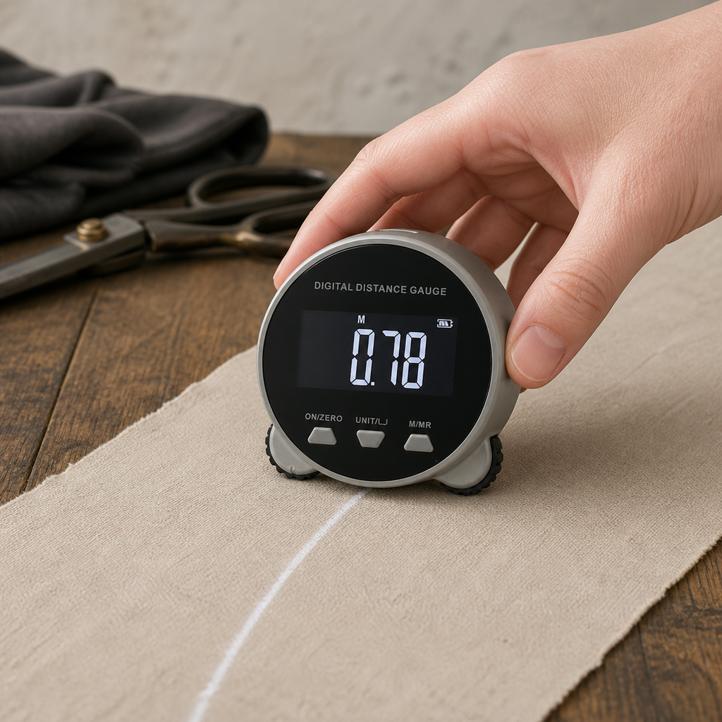 Voltex Measure following a curved chalk path on fabric